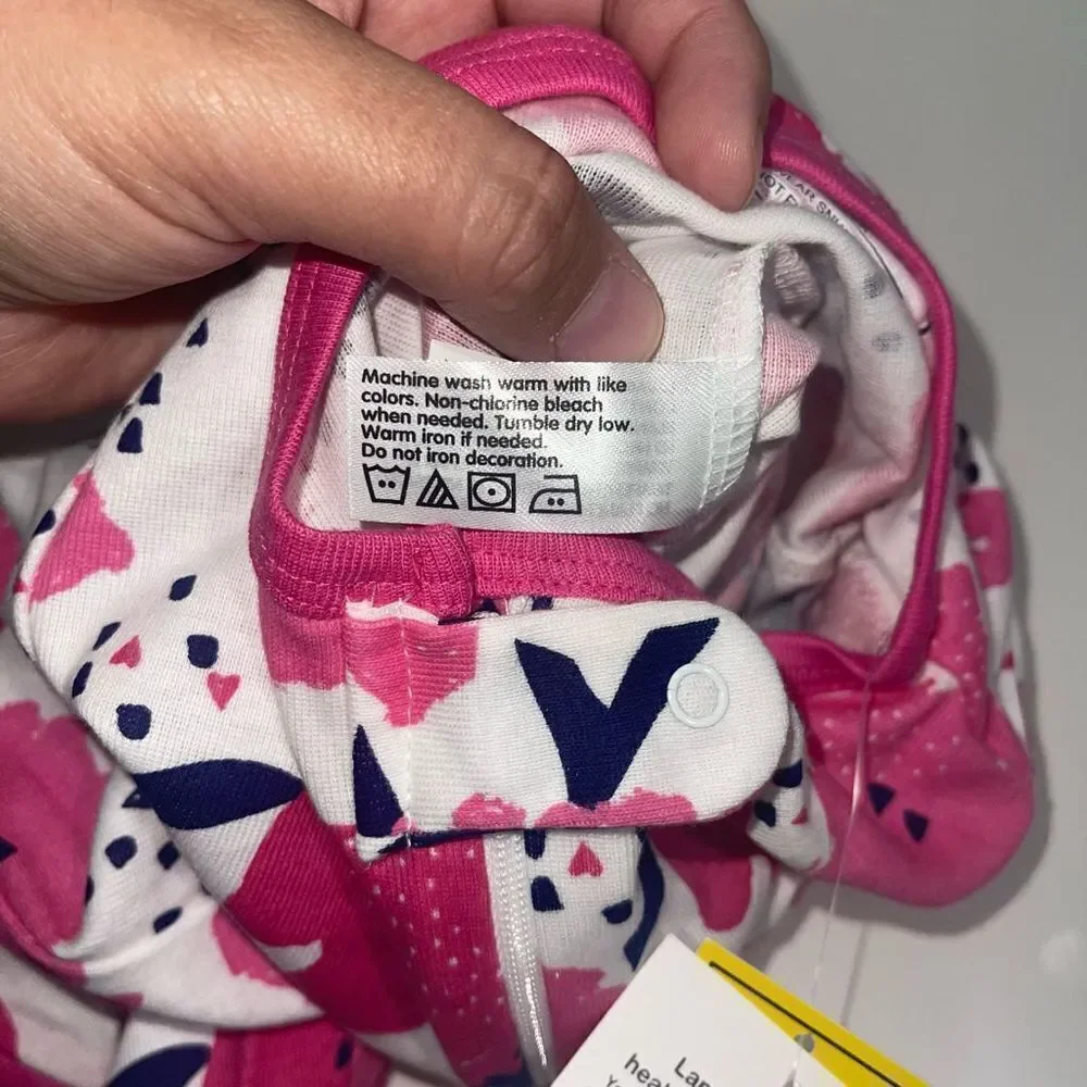 Lamaze Organic Pink,‎ Navy & White Footie Pajamas - NWT - Size 12 months